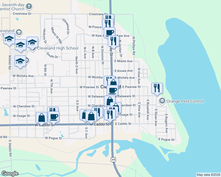 map of restaurants, bars, coffee shops, grocery stores, and more near 205 North Division Street in Cleveland