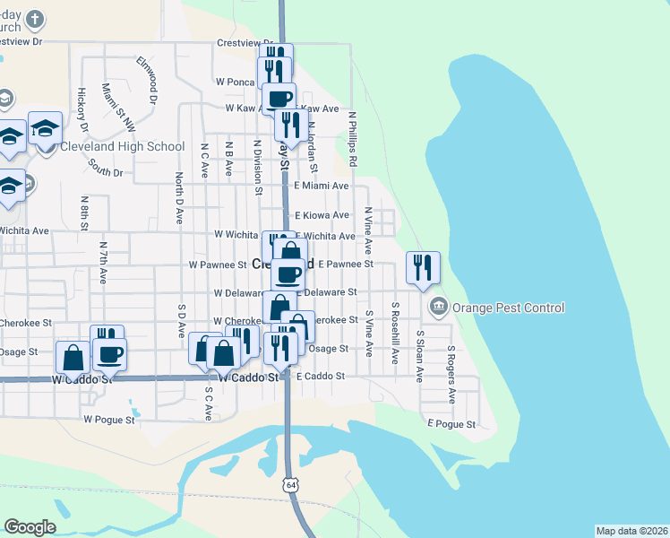 map of restaurants, bars, coffee shops, grocery stores, and more near 204 North Dunlap Street in Cleveland