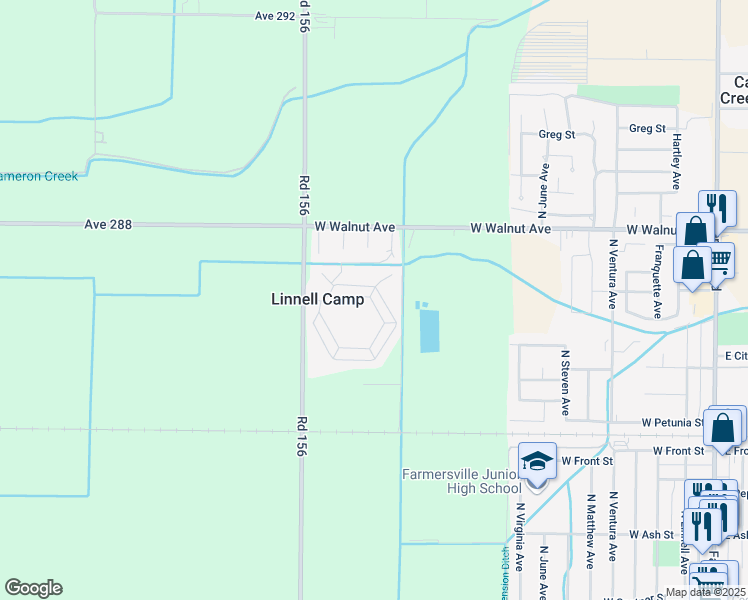map of restaurants, bars, coffee shops, grocery stores, and more near 500-502 Outer Drive in Visalia