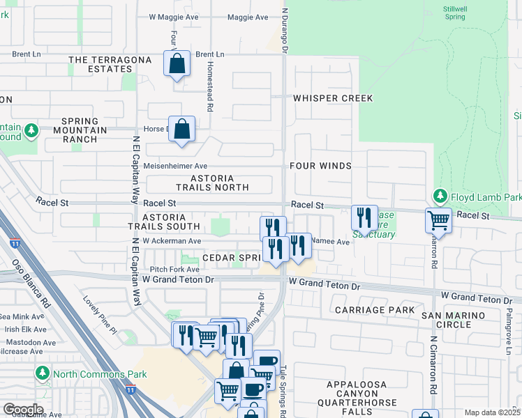 map of restaurants, bars, coffee shops, grocery stores, and more near 8420 Twinkling Topaz Avenue in Las Vegas