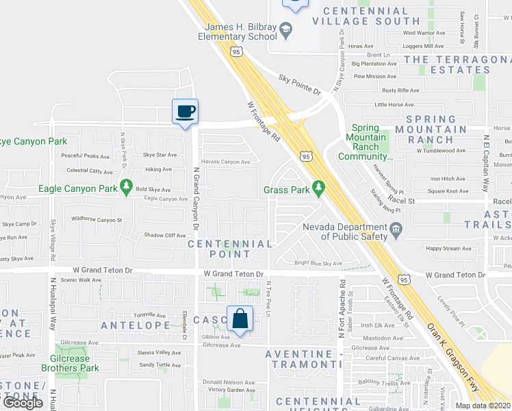 map of restaurants, bars, coffee shops, grocery stores, and more near 8250 North Grand Canyon Drive in Las Vegas