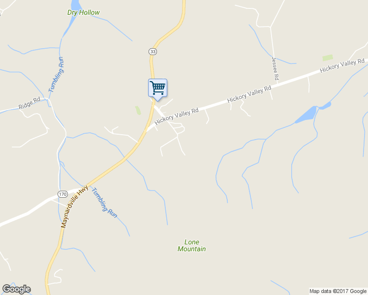 map of restaurants, bars, coffee shops, grocery stores, and more near 121 Wayne Shoffner Lane in Maynardville