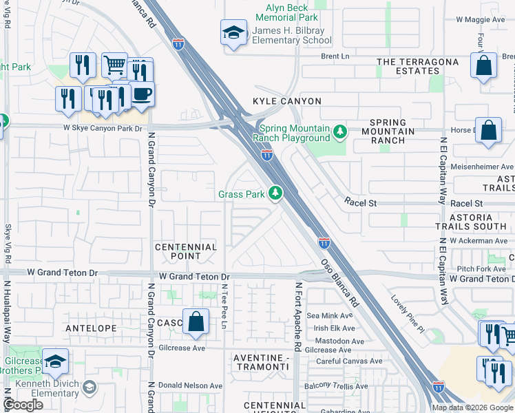 map of restaurants, bars, coffee shops, grocery stores, and more near 9304 Euphoria Rose Avenue in Las Vegas