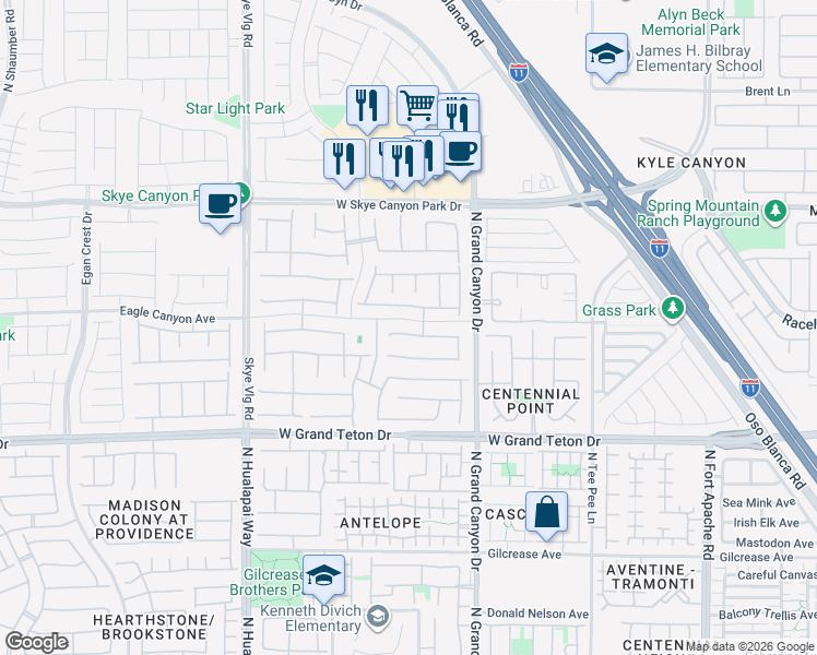 map of restaurants, bars, coffee shops, grocery stores, and more near 9724 Wildflower Vista Avenue in Las Vegas