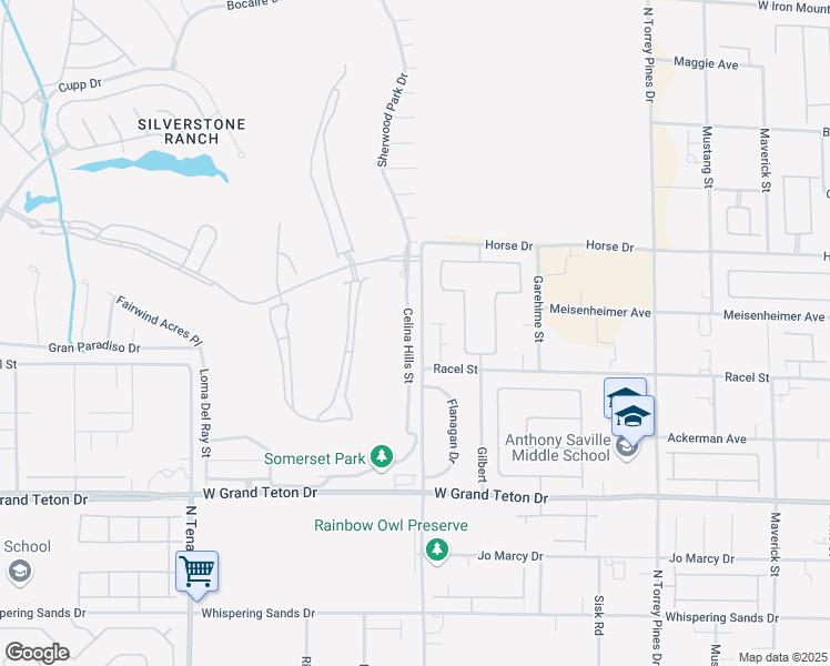 map of restaurants, bars, coffee shops, grocery stores, and more near 8267 Thornbird Court in Las Vegas