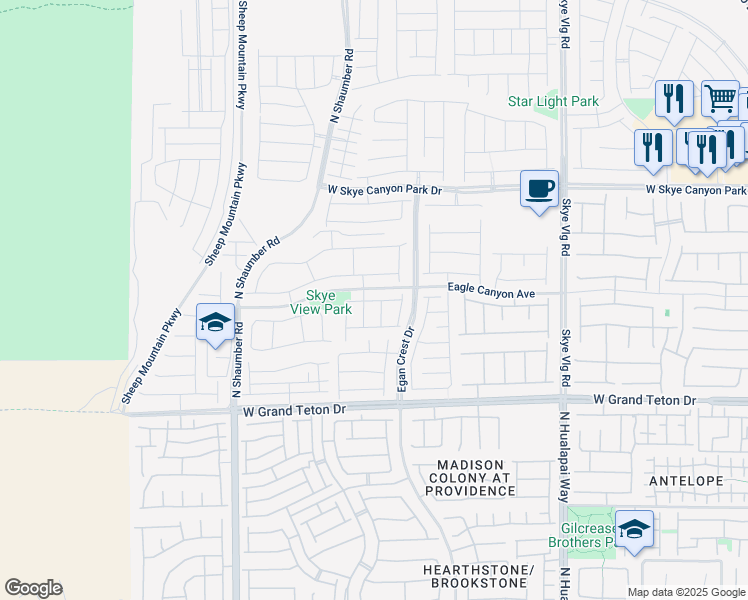 map of restaurants, bars, coffee shops, grocery stores, and more near 10444 Mount Charleston Avenue in Las Vegas