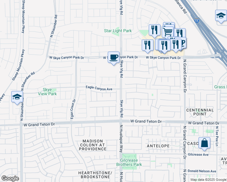 map of restaurants, bars, coffee shops, grocery stores, and more near 10116 Skye Castle Dr in Las Vegas