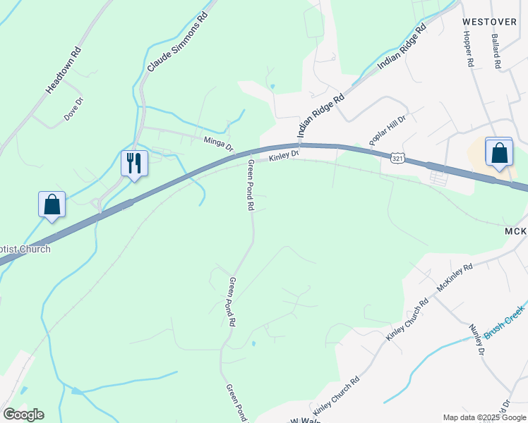 map of restaurants, bars, coffee shops, grocery stores, and more near 148 Green Pond Road in Johnson City