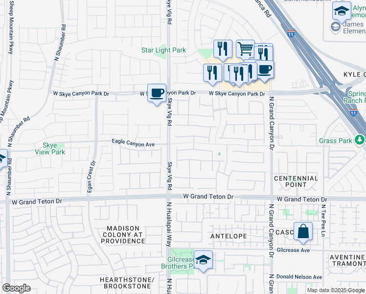 map of restaurants, bars, coffee shops, grocery stores, and more near 10040 Bighorn Bellows Avenue in Las Vegas