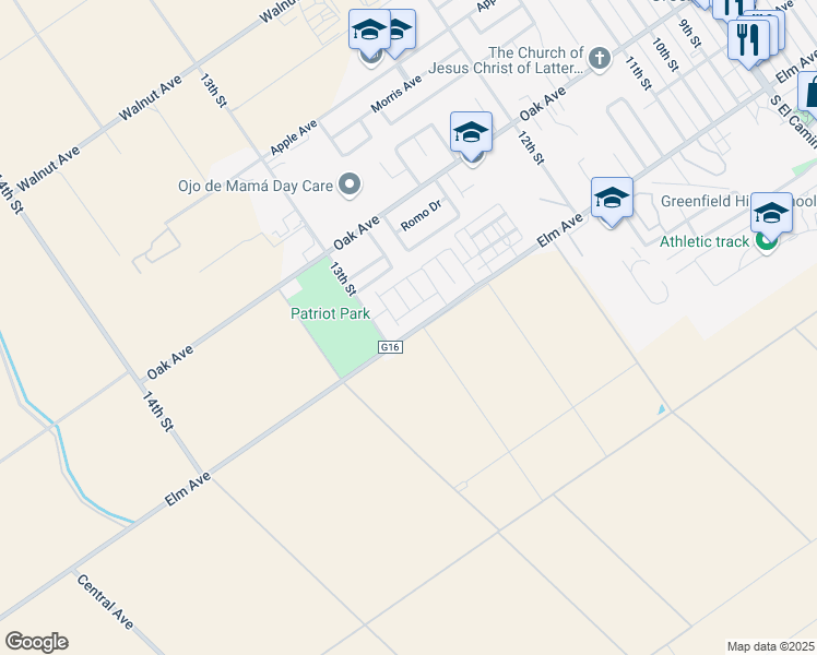 map of restaurants, bars, coffee shops, grocery stores, and more near 53 Primrose Way in Greenfield