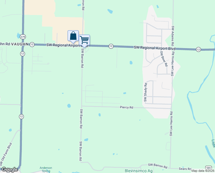 map of restaurants, bars, coffee shops, grocery stores, and more near 8951 Southwest Lee Lane in Bentonville