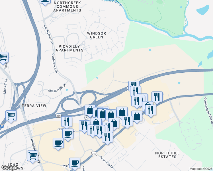 map of restaurants, bars, coffee shops, grocery stores, and more near 209 Liberty Lane in Nashville