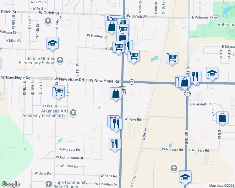 map of restaurants, bars, coffee shops, grocery stores, and more near 1900-1964 U.S. 71 Business in Rogers
