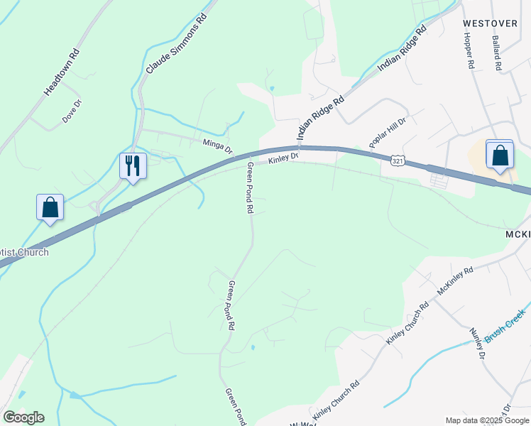 map of restaurants, bars, coffee shops, grocery stores, and more near 148 Green Pond Road in Johnson City
