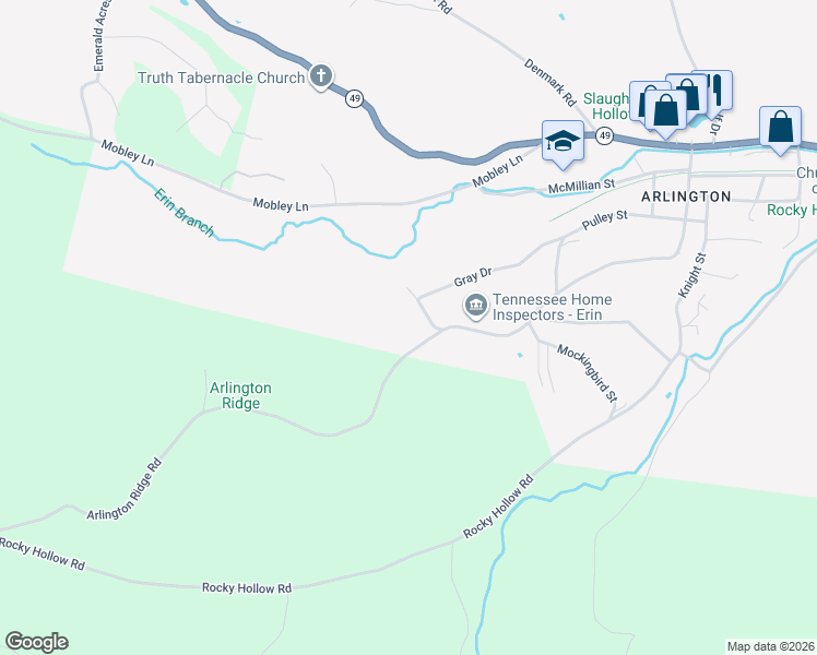 map of restaurants, bars, coffee shops, grocery stores, and more near 868 Arlington Ridge Road in Erin