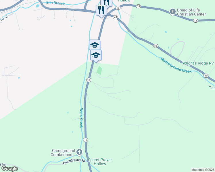 map of restaurants, bars, coffee shops, grocery stores, and more near 330 Coleman Loop in Erin