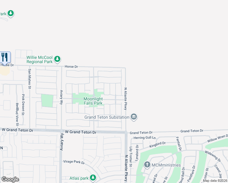 map of restaurants, bars, coffee shops, grocery stores, and more near 8212 Swallow Falls Street in North Las Vegas