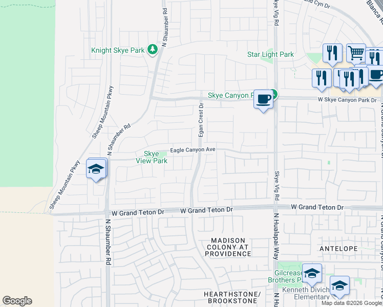 map of restaurants, bars, coffee shops, grocery stores, and more near 8152 Skye Foothills Street in Las Vegas