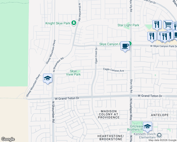 map of restaurants, bars, coffee shops, grocery stores, and more near 10444 Mount Charleston Avenue in Las Vegas