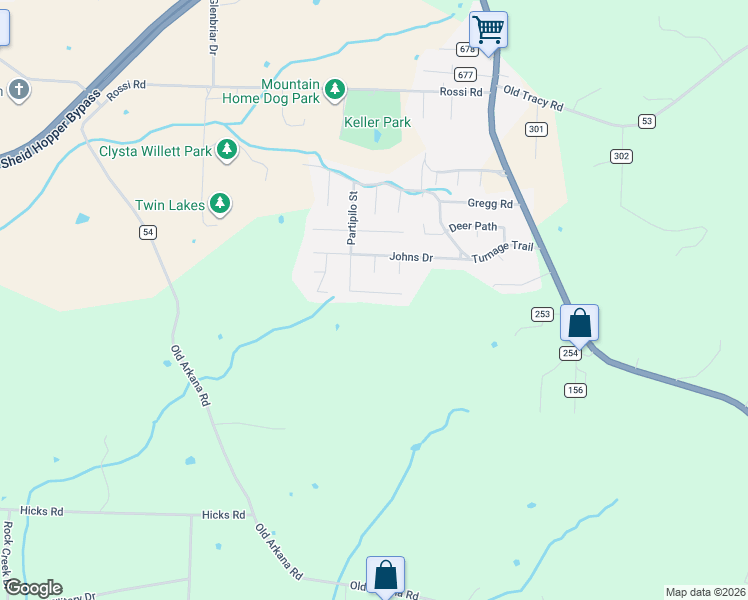 map of restaurants, bars, coffee shops, grocery stores, and more near 3340 Partipilo Street in Mountain Home