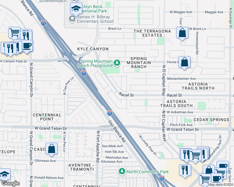 map of restaurants, bars, coffee shops, grocery stores, and more near 9168 Starling Wing Place in Las Vegas