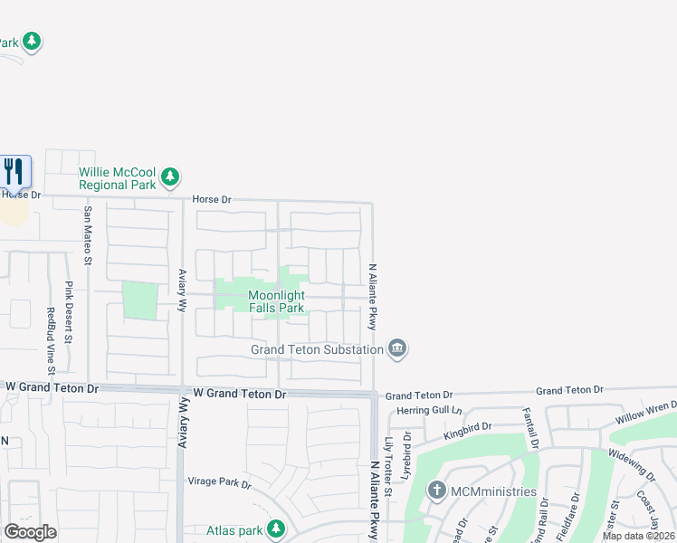 map of restaurants, bars, coffee shops, grocery stores, and more near 8212 Swallow Falls Street in North Las Vegas