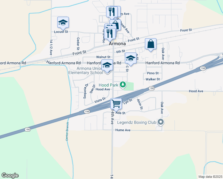 map of restaurants, bars, coffee shops, grocery stores, and more near in Armona