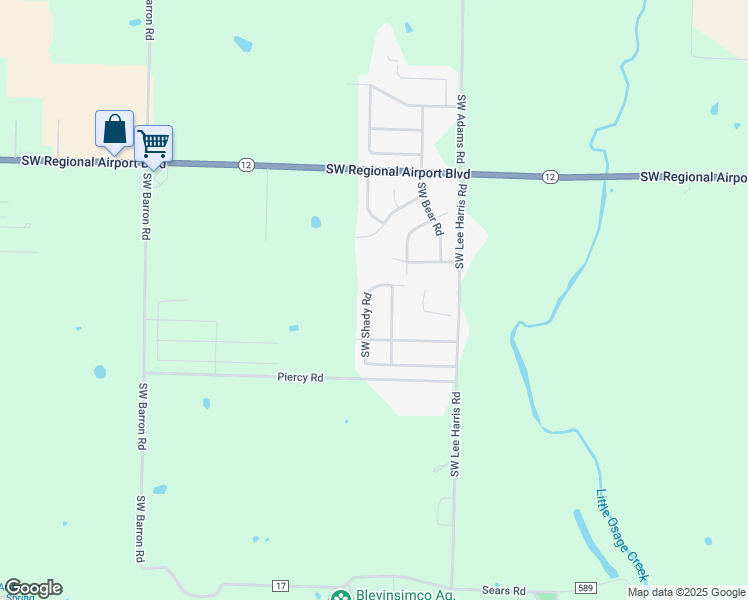 map of restaurants, bars, coffee shops, grocery stores, and more near 6600 Southwest Shady Road in Bentonville