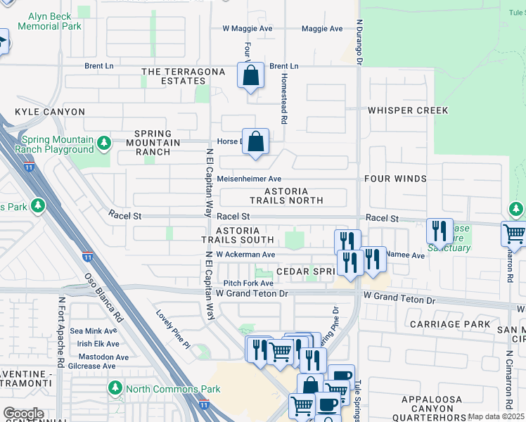 map of restaurants, bars, coffee shops, grocery stores, and more near 8625 Wild Diamond Avenue in Las Vegas
