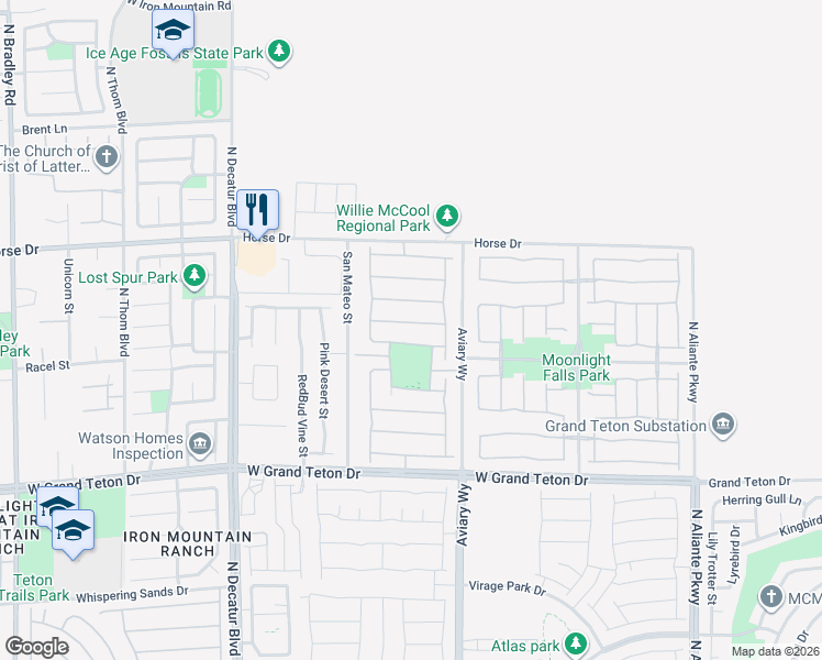 map of restaurants, bars, coffee shops, grocery stores, and more near 4341 Haven Point Avenue in North Las Vegas