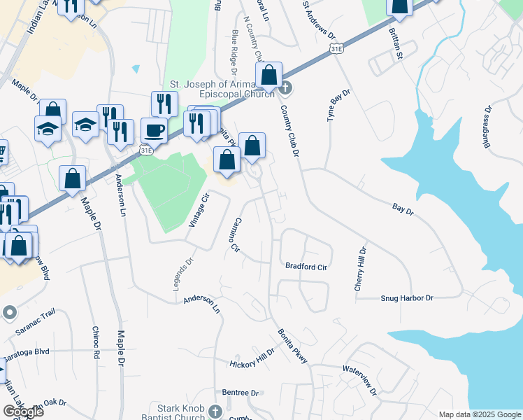 map of restaurants, bars, coffee shops, grocery stores, and more near 105 Pico Court in Hendersonville