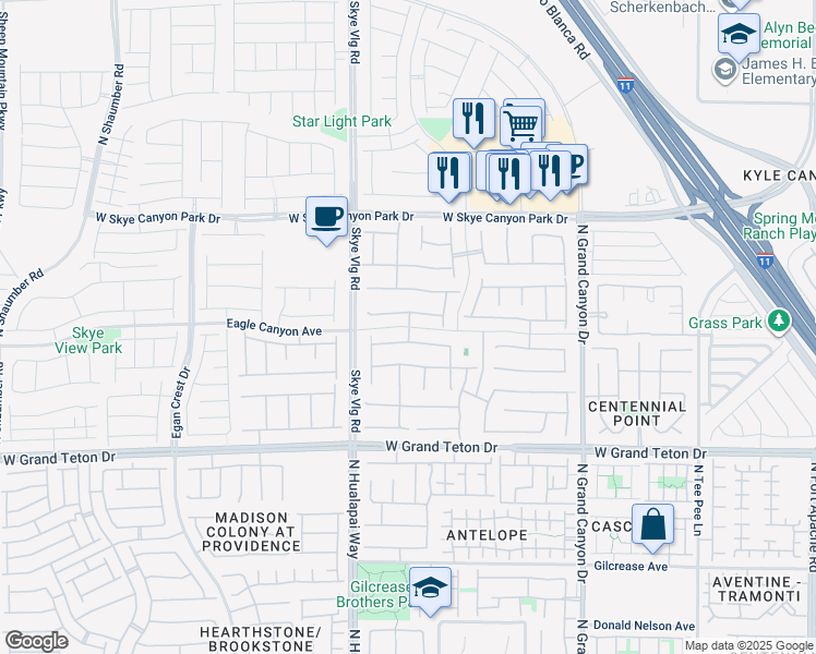 map of restaurants, bars, coffee shops, grocery stores, and more near Skye Pines Street in Las Vegas