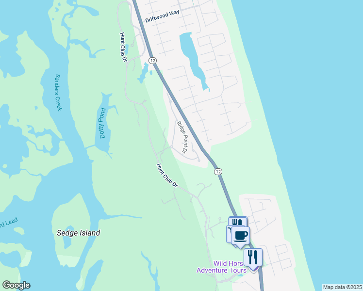 map of restaurants, bars, coffee shops, grocery stores, and more near 718 Moon Gate Drive in Corolla