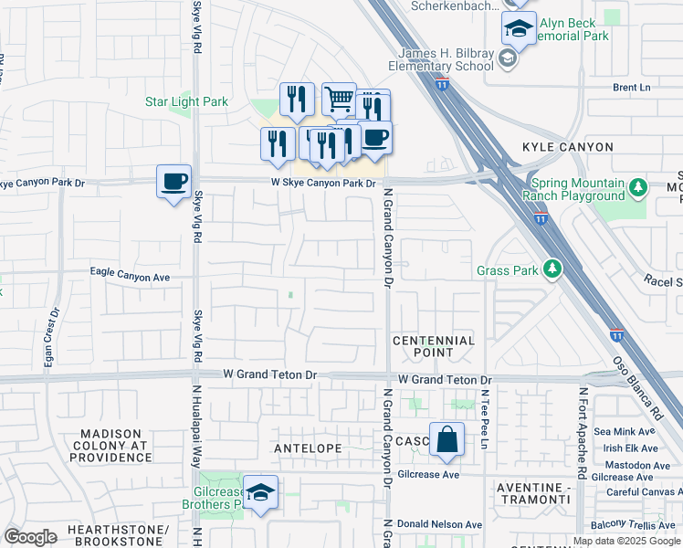 map of restaurants, bars, coffee shops, grocery stores, and more near 9710 Bold Skye Avenue in Las Vegas