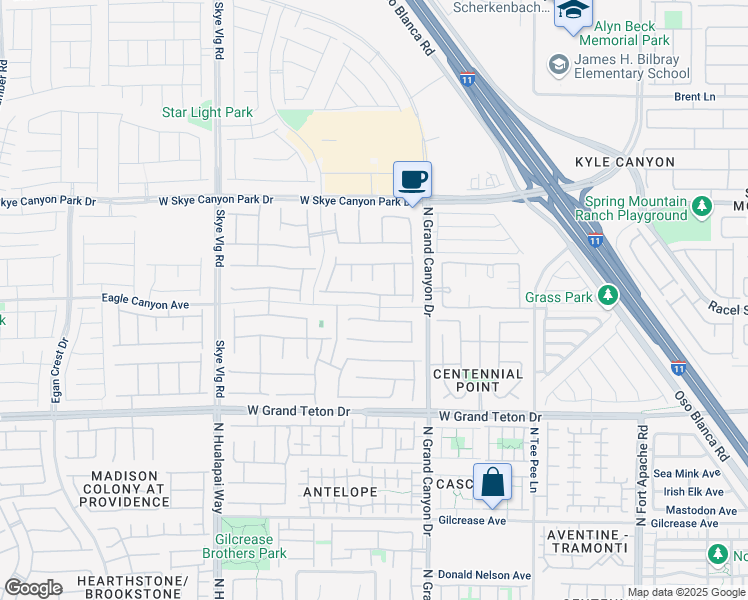 map of restaurants, bars, coffee shops, grocery stores, and more near 9710 Bold Skye Avenue in Las Vegas