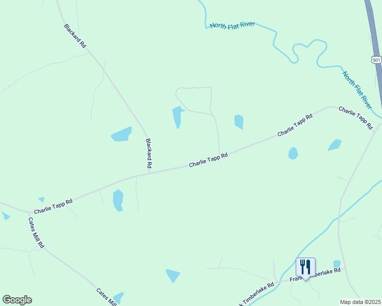 map of restaurants, bars, coffee shops, grocery stores, and more near 954 Charlie Tapp Road in Roxboro
