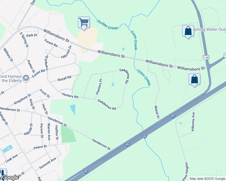 map of restaurants, bars, coffee shops, grocery stores, and more near 109 Shadow Lane in Oxford