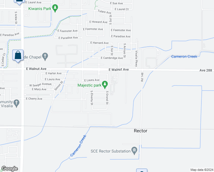 map of restaurants, bars, coffee shops, grocery stores, and more near 6102 East Seeger Avenue in Visalia