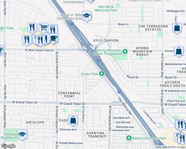 map of restaurants, bars, coffee shops, grocery stores, and more near 9304 Euphoria Rose Avenue in Las Vegas