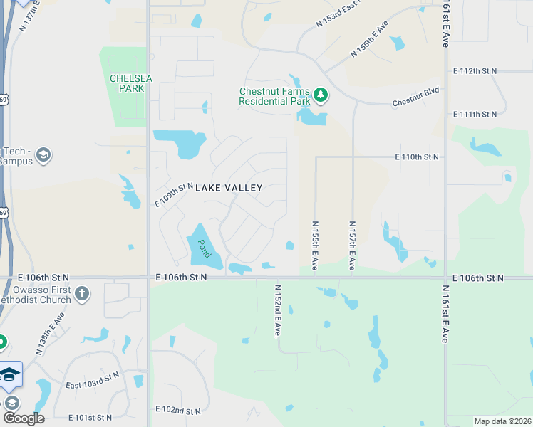 map of restaurants, bars, coffee shops, grocery stores, and more near 15140 East 108th Place North in Owasso