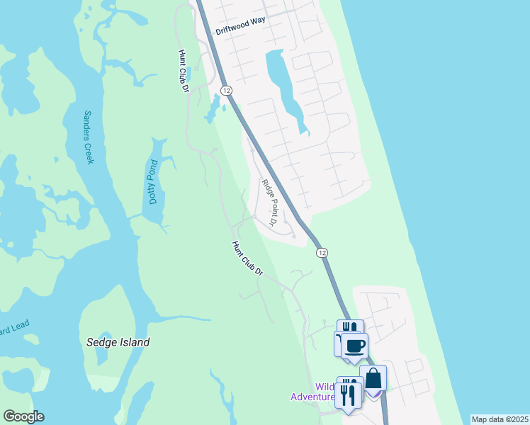 map of restaurants, bars, coffee shops, grocery stores, and more near 718 Moon Gate Drive in Corolla
