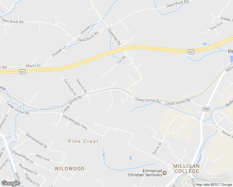 map of restaurants, bars, coffee shops, grocery stores, and more near 259 Cedar Grove Road in Johnson City