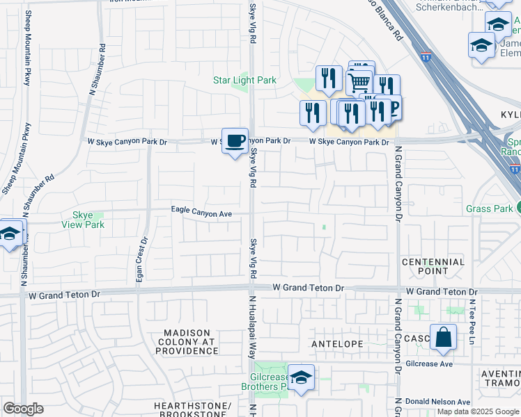 map of restaurants, bars, coffee shops, grocery stores, and more near 10040 Bighorn Bellows Avenue in Las Vegas