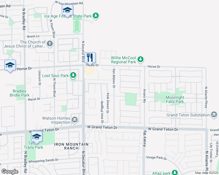 map of restaurants, bars, coffee shops, grocery stores, and more near 8224 Pink Desert Street in North Las Vegas