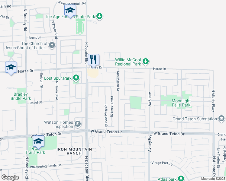 map of restaurants, bars, coffee shops, grocery stores, and more near 8224 Pink Desert Street in North Las Vegas