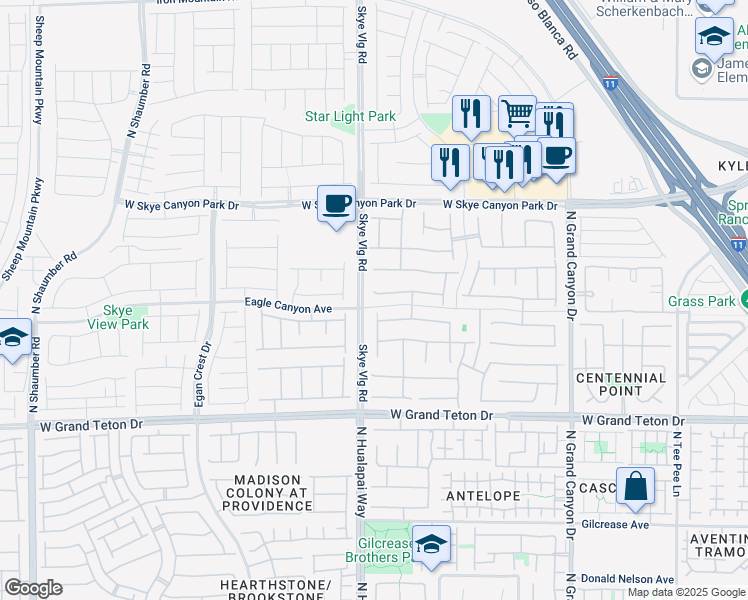 map of restaurants, bars, coffee shops, grocery stores, and more near 10040 Bighorn Bellows Avenue in Las Vegas