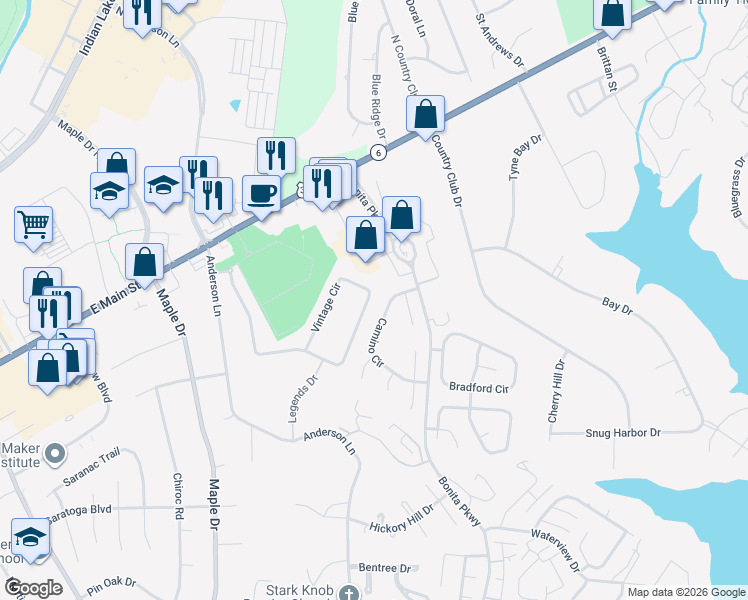 map of restaurants, bars, coffee shops, grocery stores, and more near 192 Vintage Circle in Hendersonville