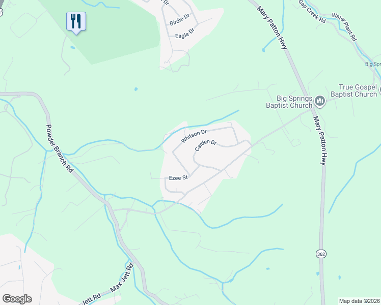 map of restaurants, bars, coffee shops, grocery stores, and more near 189 Whitson Drive in Elizabethton