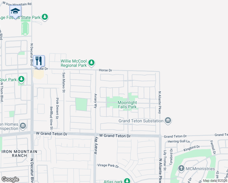 map of restaurants, bars, coffee shops, grocery stores, and more near 8224 Fowler Falls Court in North Las Vegas