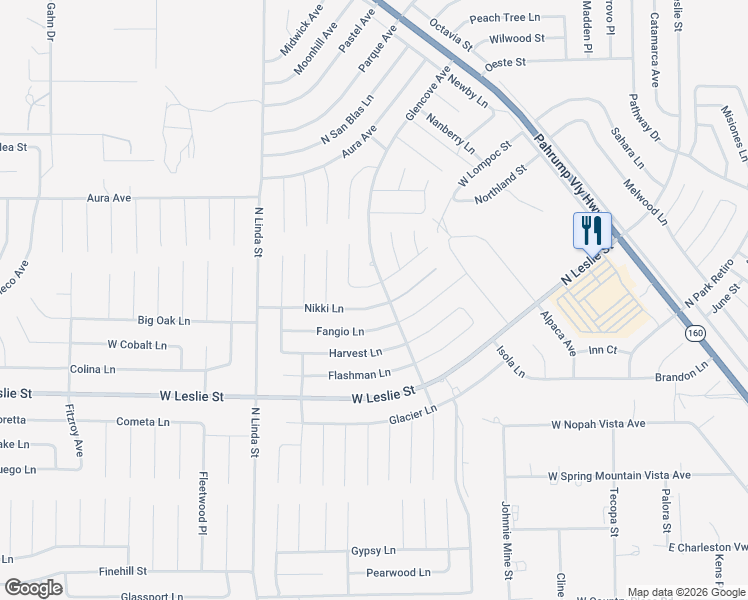 map of restaurants, bars, coffee shops, grocery stores, and more near 700 West Nikki Way in Pahrump
